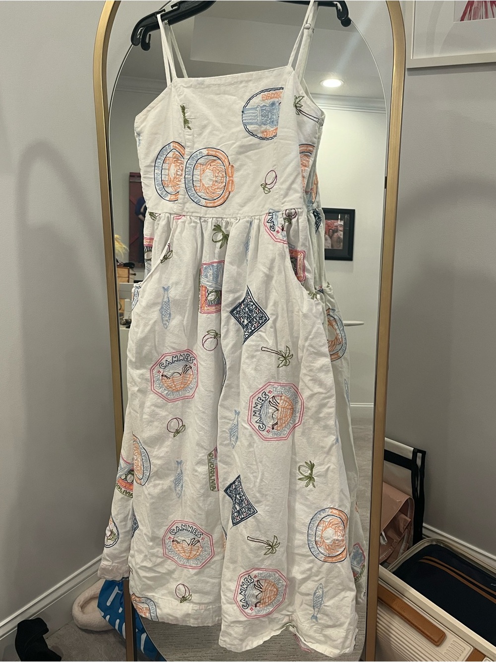 Anthropologie x Damson Madder White Midi Sundress with Spaghetti Straps - Picture 6 of 6